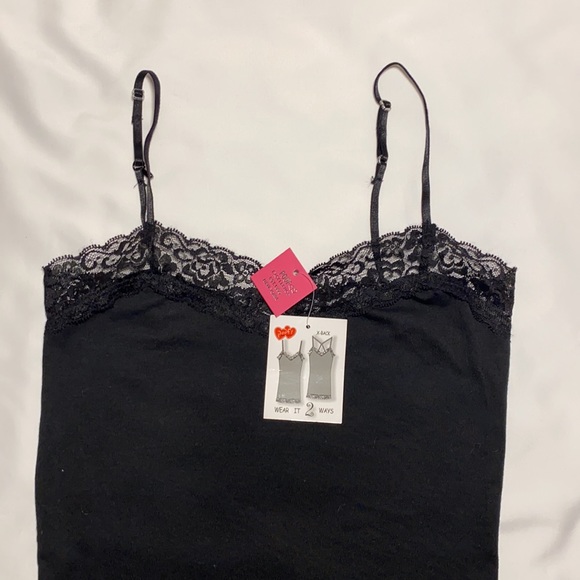 Black embellished Camisole POOF stretch  Lacey Camisole - Picture 4 of 7
